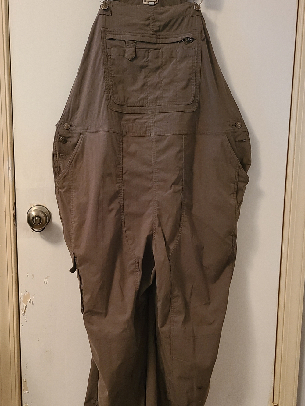 Women's Duluth Trading Co Brown Cargo Bib Overalls - Utility Pockets